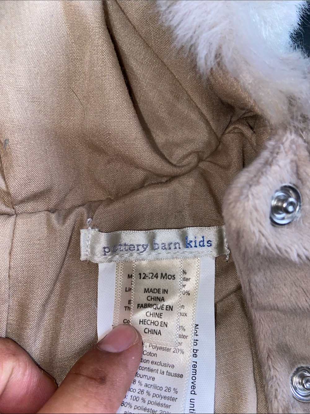 Pottery Barn Kids Baby Faux Fur Deer One-Piece Snowsuit size 12-24 months - Picture 7 of 8
